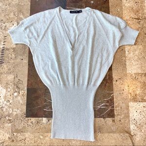 Women’s SZ S THE LIMITED Silk Gray V-Neck Sweater